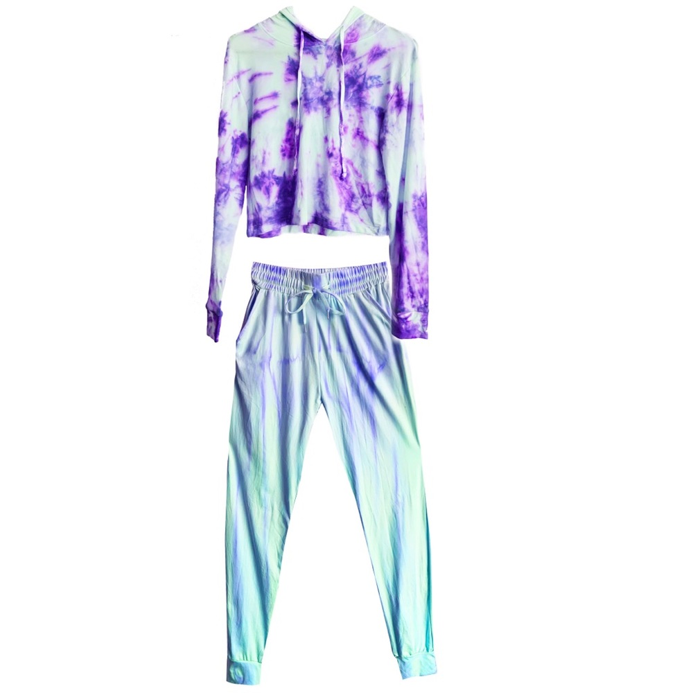 Hand Dyed Mermaid Tie Dye Sweatsuit Lounge Wear